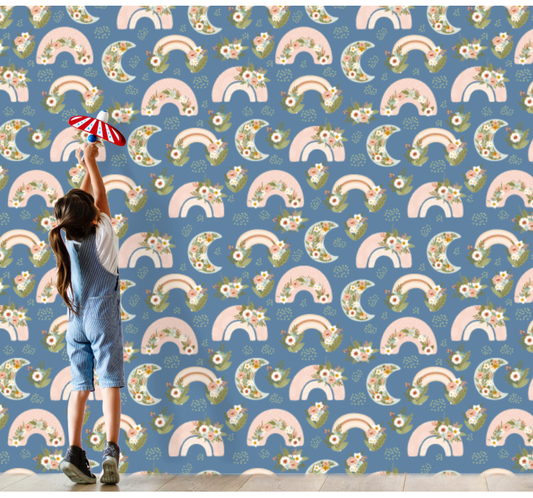 Floral Rainbows nursery wallpaper - TenStickers