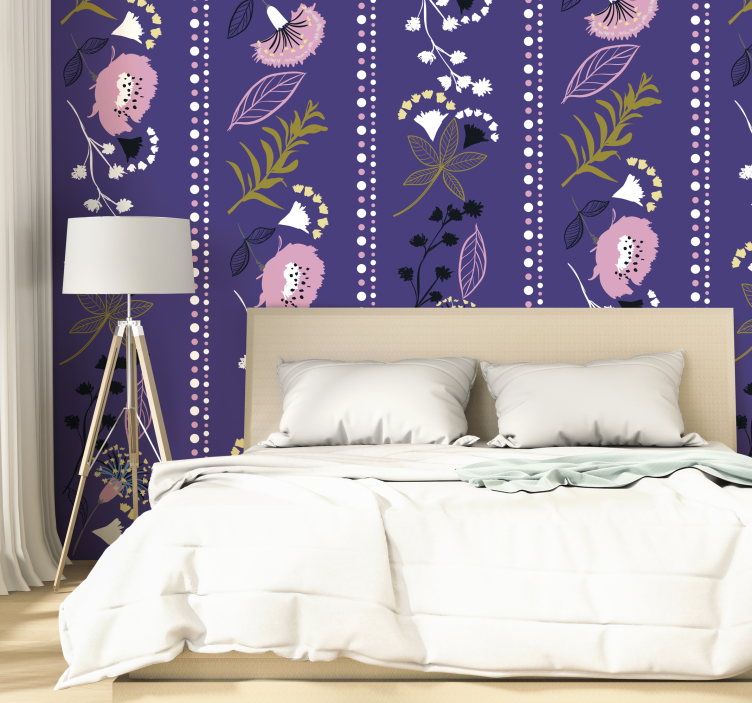 Floral Stripe Pattern flower wallpaper - TenStickers