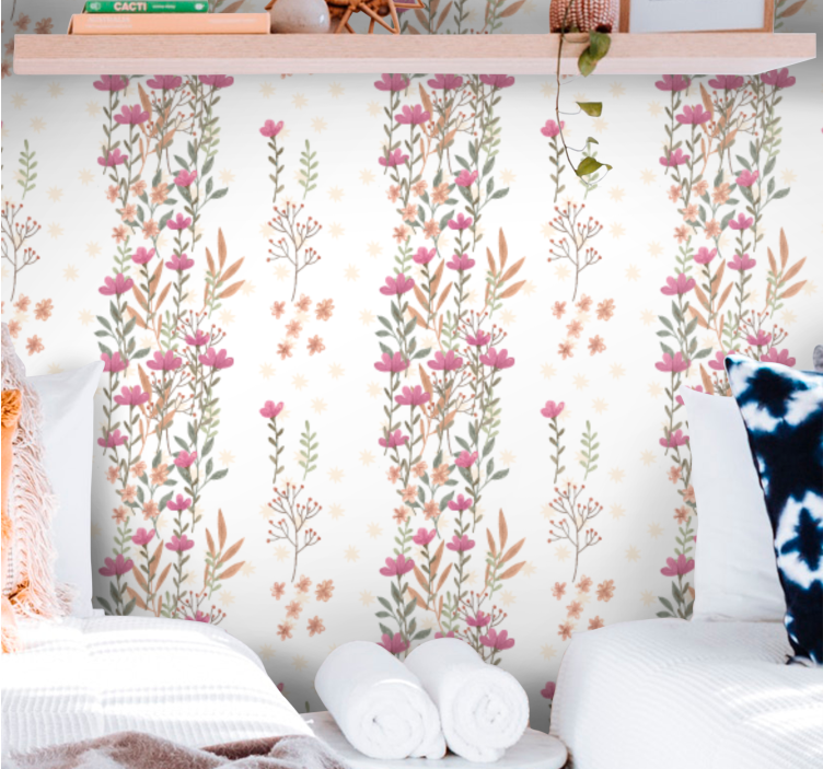 Floral Vertical Stripes flower wallpaper - TenStickers