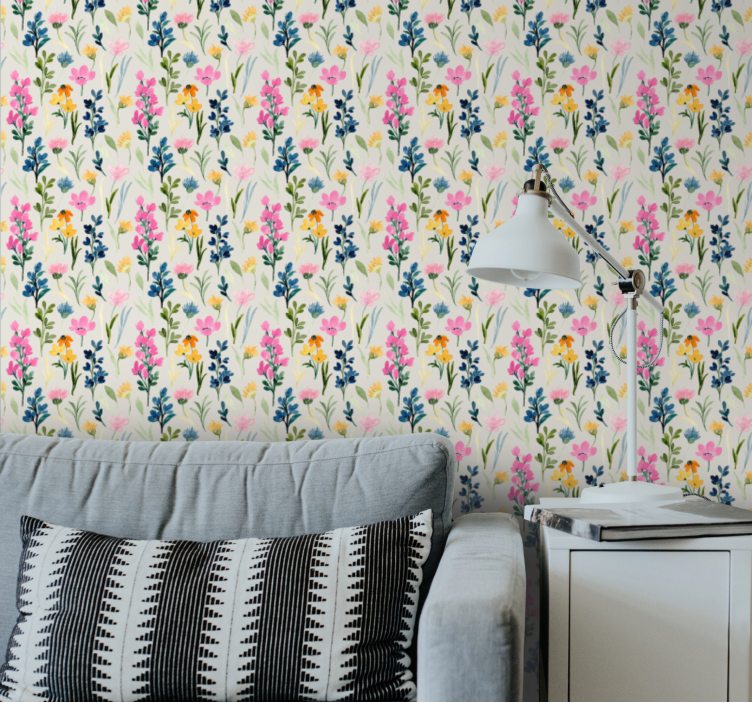 Floral Vivid Display flower wallpaper - TenStickers