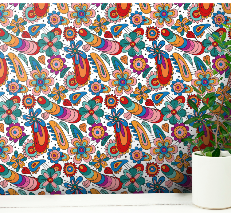 Floral Whimsy Pattern flower wallpaper - TenStickers
