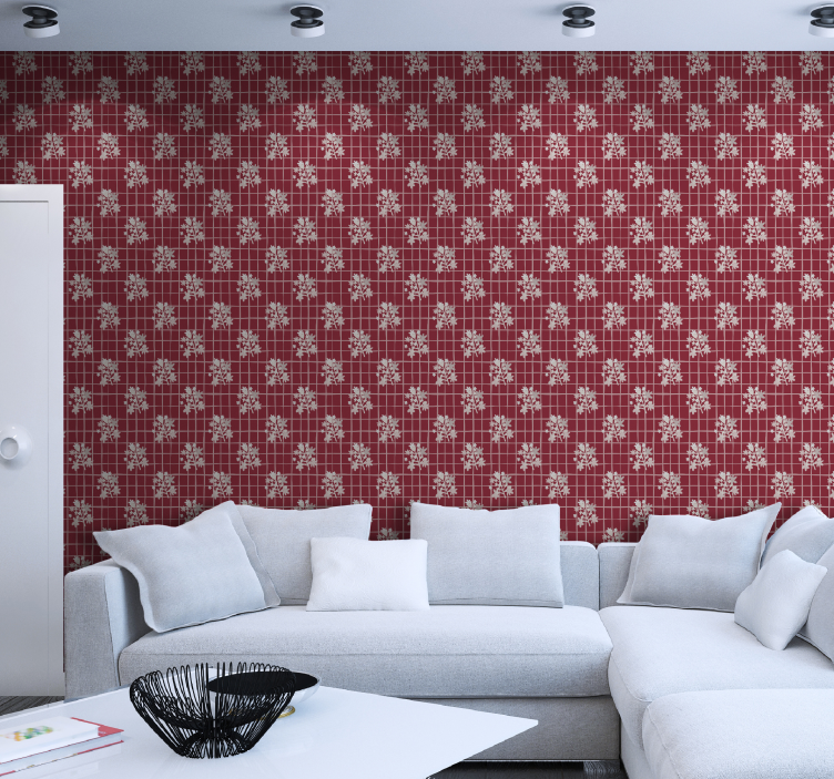 Flower Mosaic Pattern floral ornament wallpaper - TenStickers