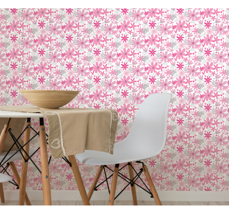 Flowerprint 'Yambo' Pink Flower Wallpaper - TenStickers