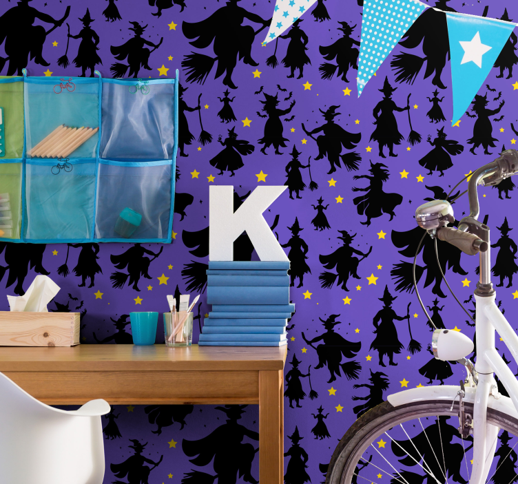 Flying Witches Halloween Wallpaper - TenStickers