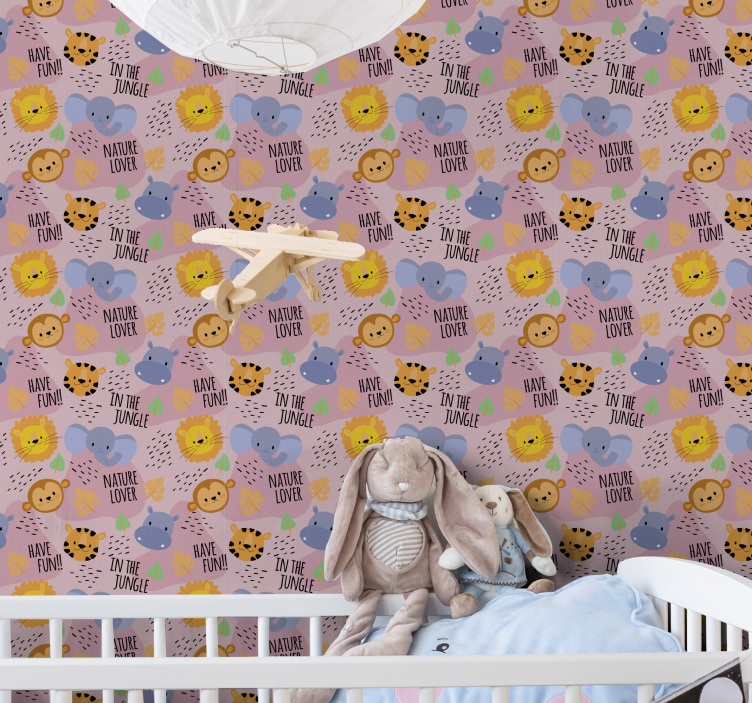 For kids pink african animals Wallpaper - TenStickers