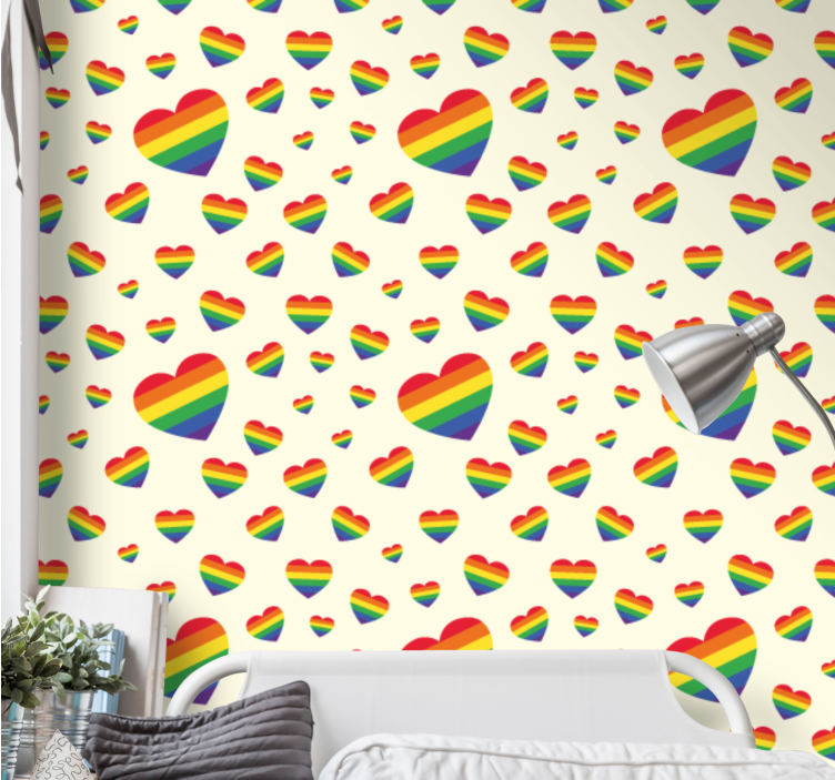 Gay pride flat in heart shape wallpaper - TenStickers