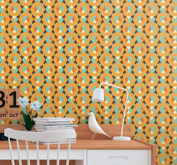 Geometric calm shapes  Vintage Wallpaper - TenStickers