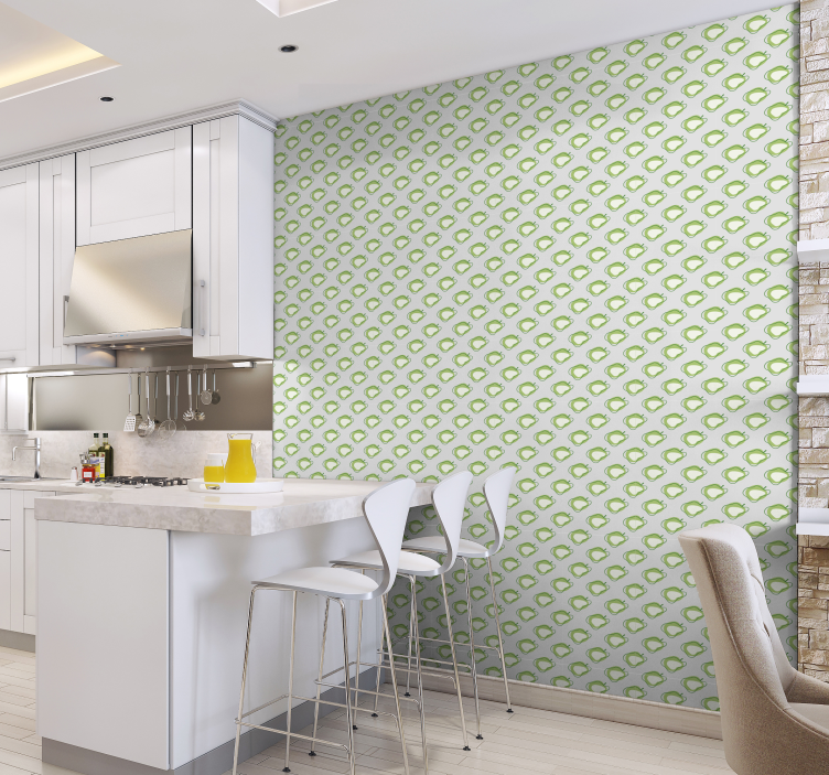 Green Pears kitchen wallpaper - TenStickers