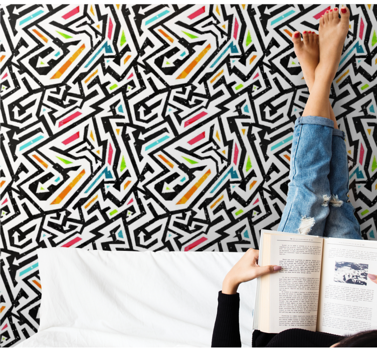 Geometric Chaos abstract wallpaper - TenStickers