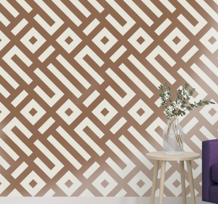 Geometric design on earth tone Modern Wallpaper - TenStickers