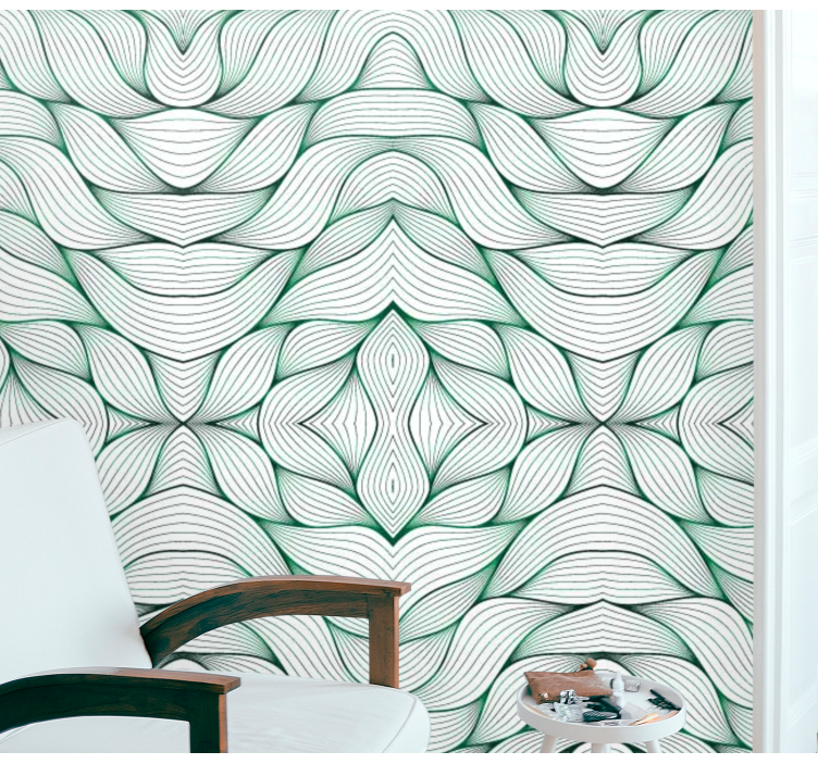 Geometric Pattern leaf wallpaper - TenStickers