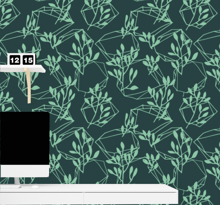 Geometric Foliage Pattern geometric wallpaper - TenStickers