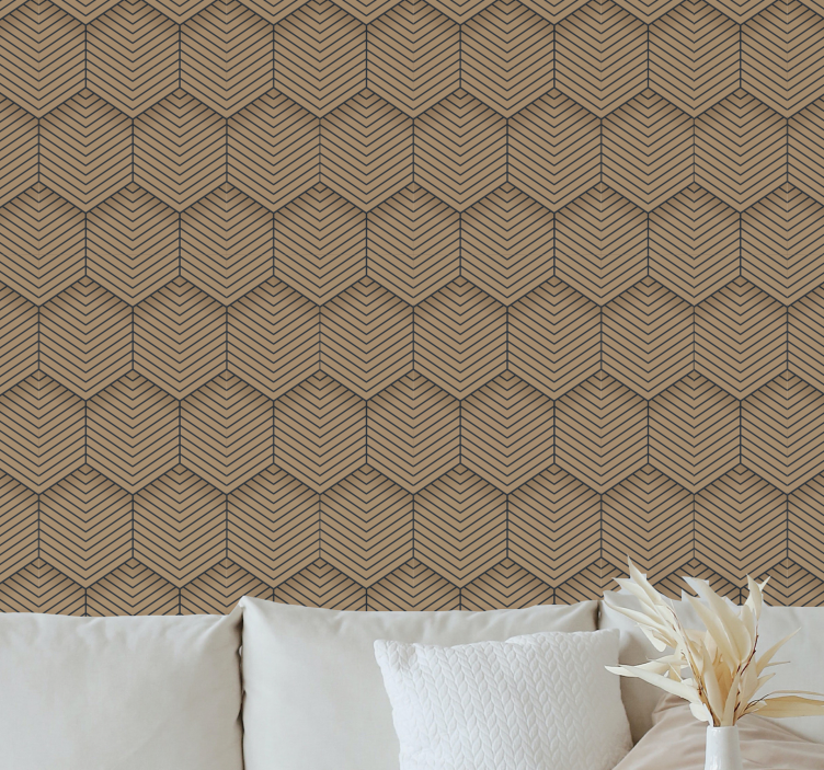 Geometric Herringbone geometric wallpaper - TenStickers