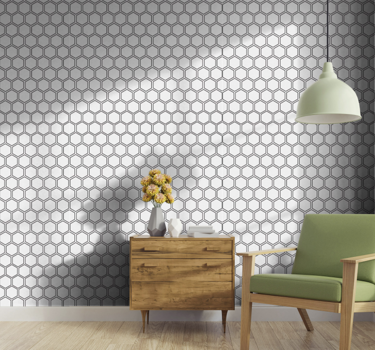 Geometric Hexagon geometric wallpaper - TenStickers