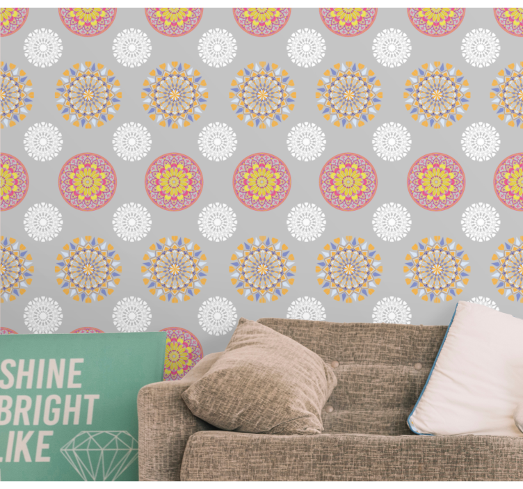 Geometric Medallions living room wallpaper - TenStickers