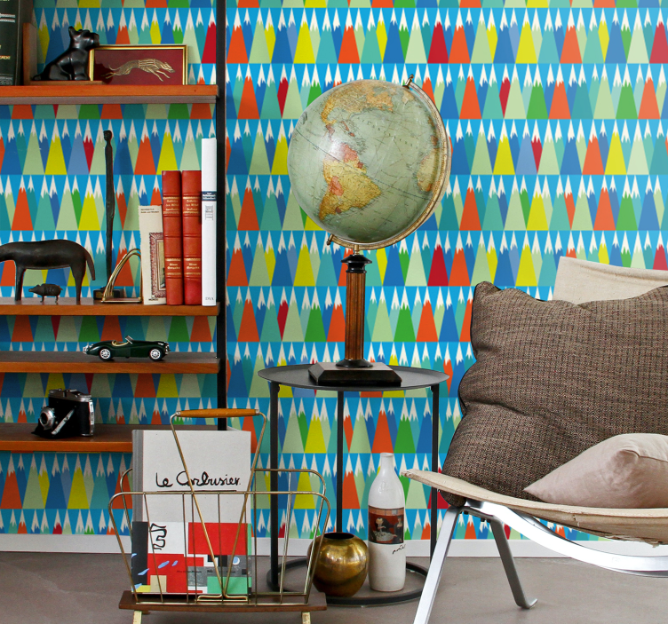 Geometric Mountainscape geometric wallpaper - TenStickers