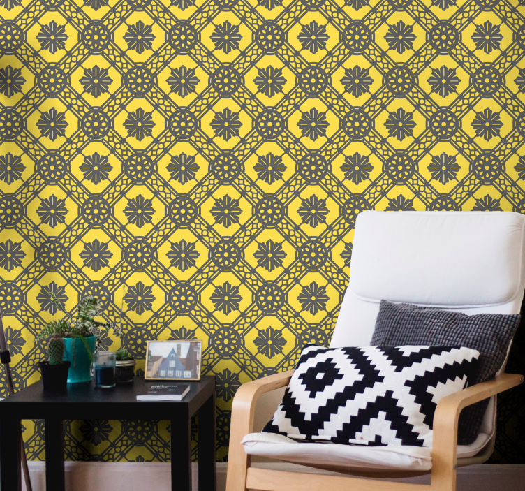Geometric Patterned Accent geometric wallpaper - TenStickers