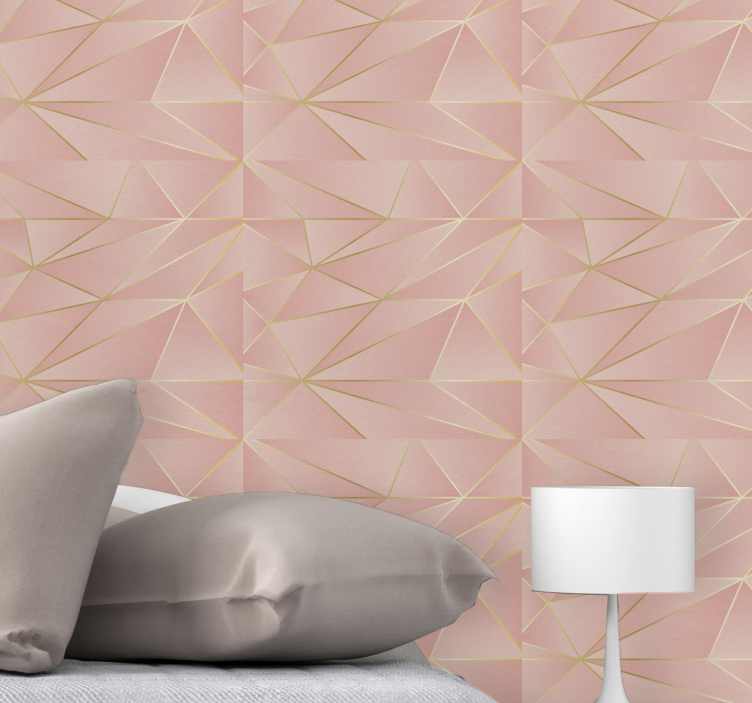 Geometric triangles pink  Wallpaper - TenStickers