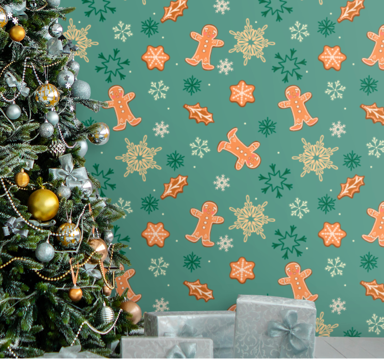 Gingerbread Holiday Theme christmas wallpaper - TenStickers