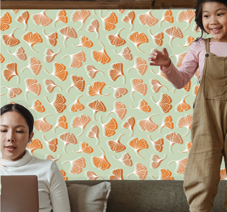 Gingko Leaf Pattern leaf wallpaper - TenStickers