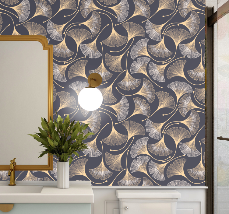 Ginkgo elegant pattern leaf wallpaper - TenStickers