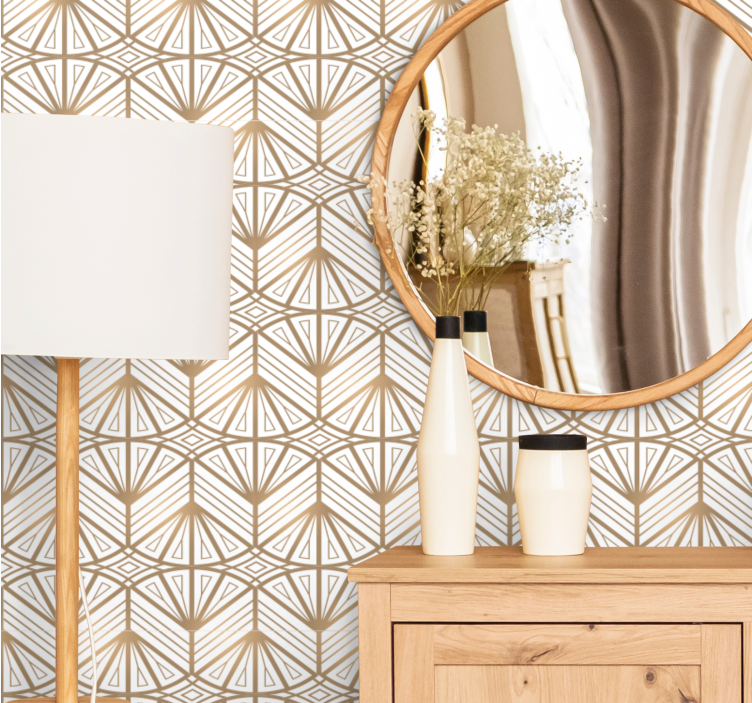 Golden geometric pattern modern wallpaper - TenStickers
