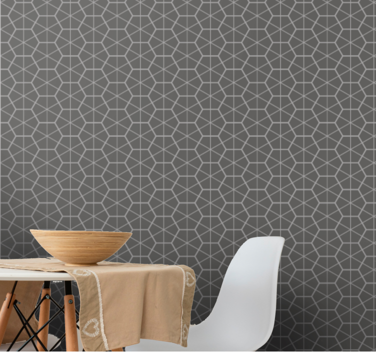 Gray hexagonal design geometric wallpaper - TenStickers
