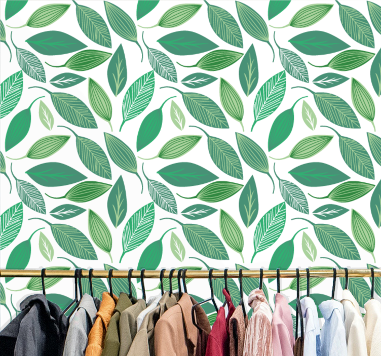 Green Botanical Elements leaf wallpaper - TenStickers