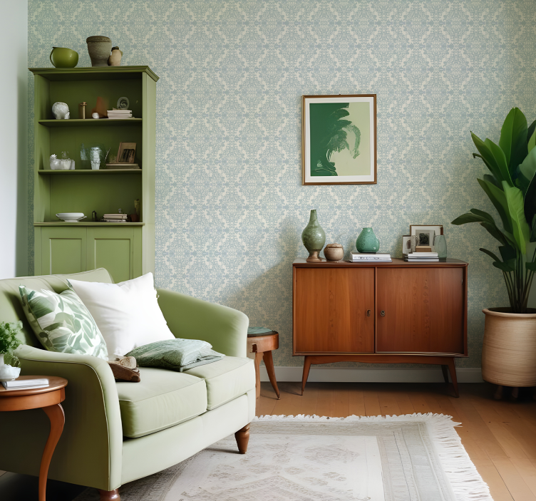 Green pattern baroque wallpaper - TenStickers