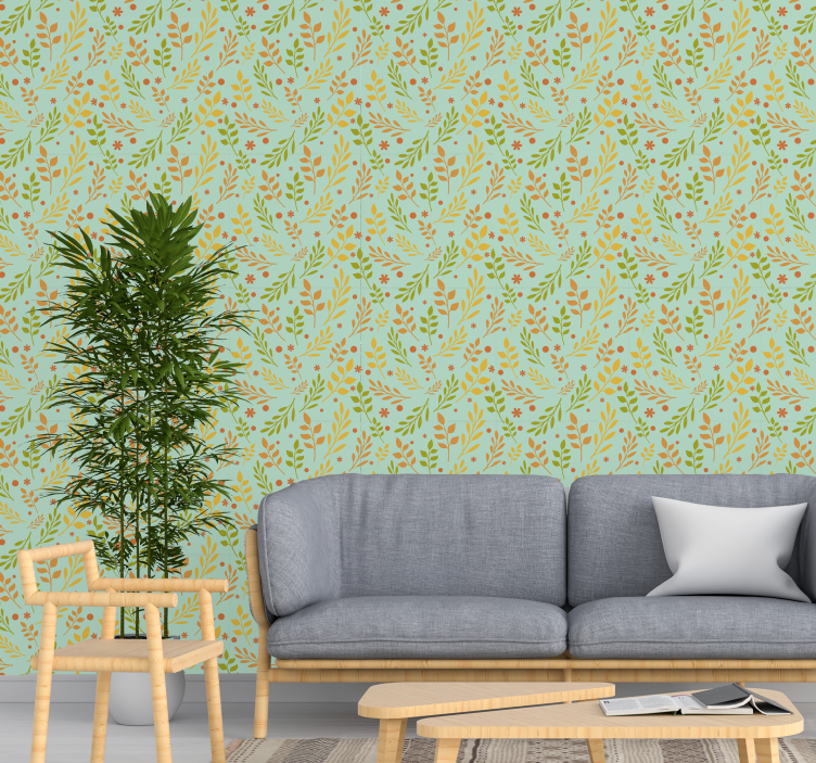 Greenery arrangement floral ornament wallpaper - TenStickers