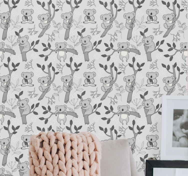Grey khoala pattern animal wallpaper - TenStickers