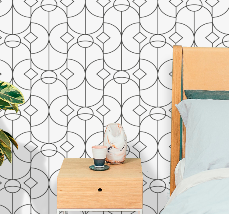 Grey linear artwork geometric wallpaper - TenStickers