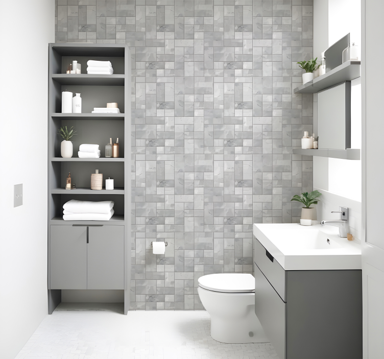 Grey tiles tile wallpaper - TenStickers