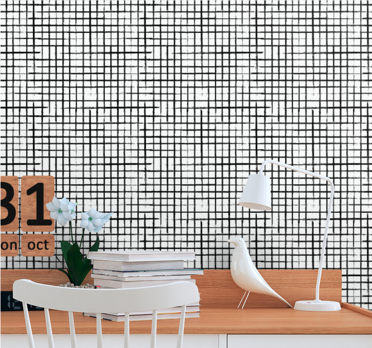 Grid Pattern geometric wallpaper - TenStickers