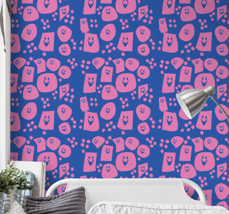 Happy Faces Pattern customised wallpaper - TenStickers