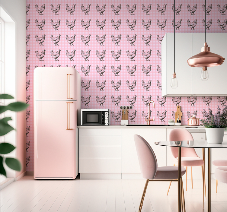Hen Patterned Decor kitchen wallpaper - TenStickers