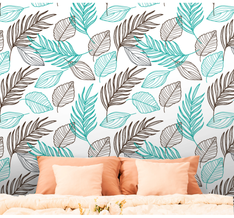 Illustrated Foliage Pattern leaf wallpaper - TenStickers