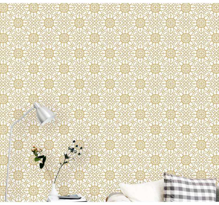 Intricate Tile Pattern living room wallpaper - TenStickers