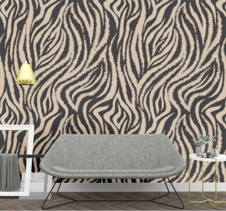 Black and beige zebra pattern wallpaper - TenStickers