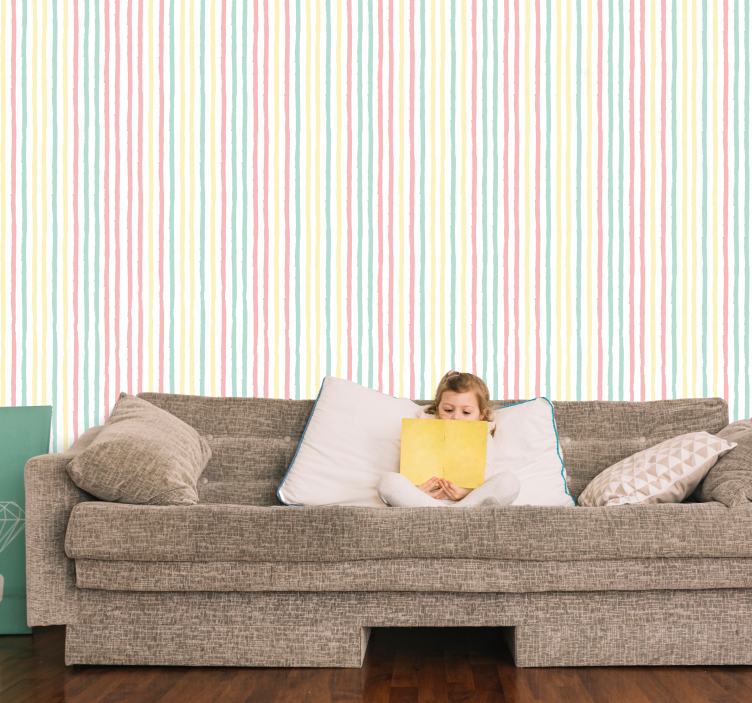Irregular Pastel Strips Striped Wallpaper - TenStickers