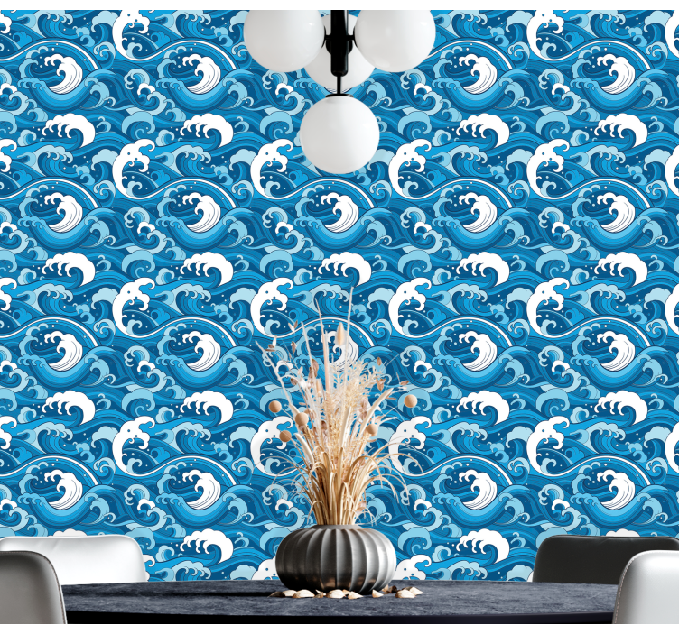 Japanese style waves landscape wallpaper - TenStickers