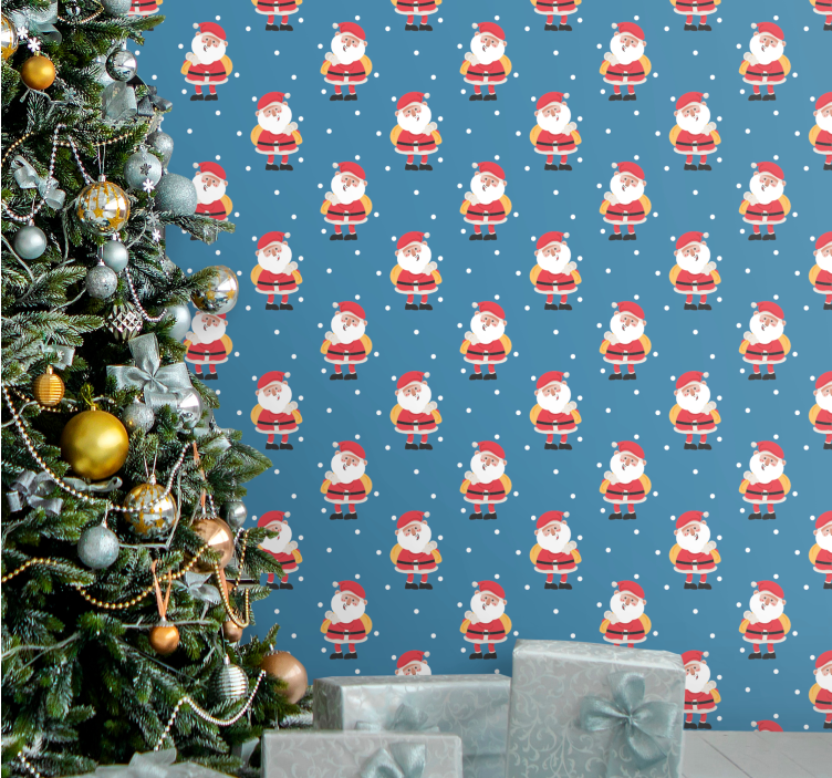 Jolly Santa Patterns christmas wallpaper - TenStickers