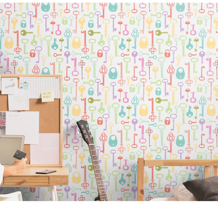 Key Pattern Motif teenager wallpaper - TenStickers