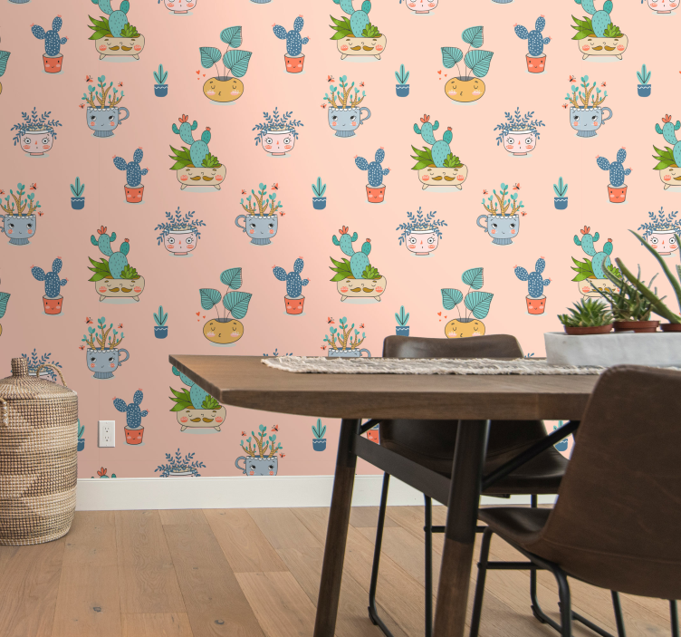 Kitchen wallpaper  with different cactus - TenStickers