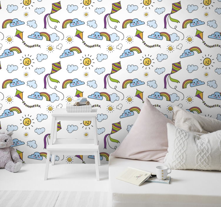 Kites and Clouds kids wallpaper - TenStickers