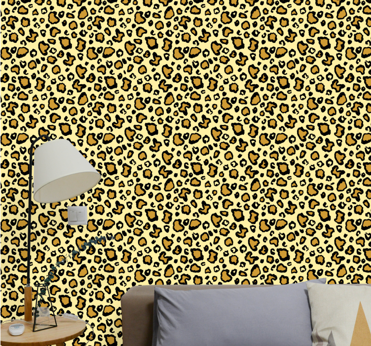 Classic yellow pattern leopards wallpaper - TenStickers