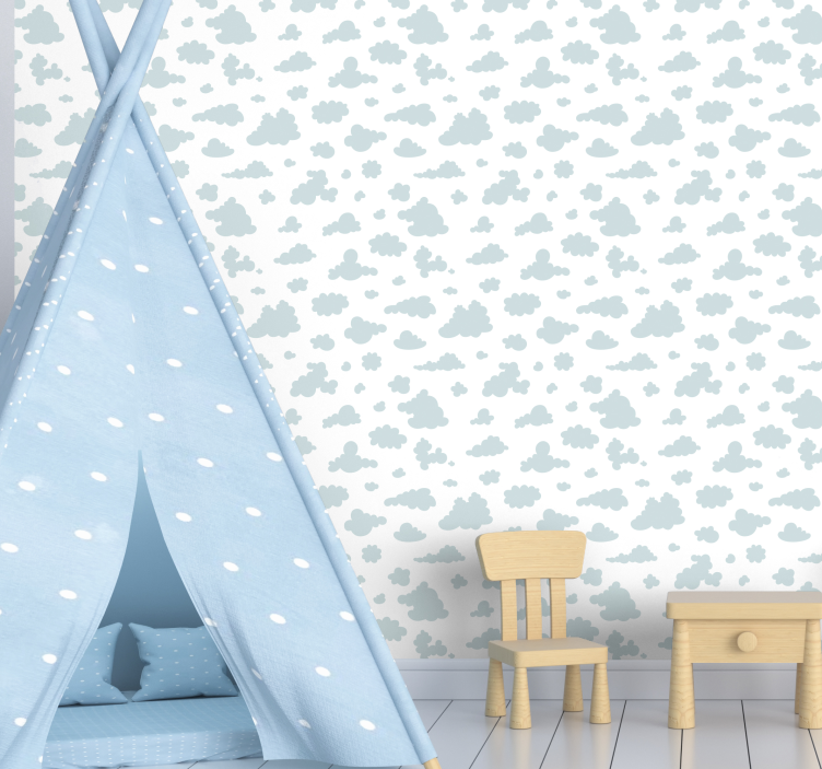 Light blue clouds Childrens Wallpaper - TenStickers