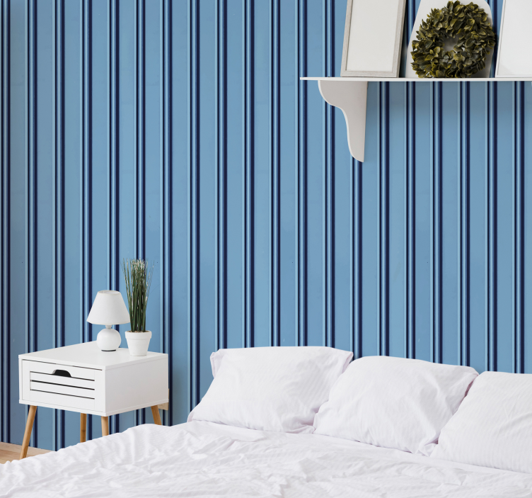 Light blue stripes vertical wallpaper - TenStickers