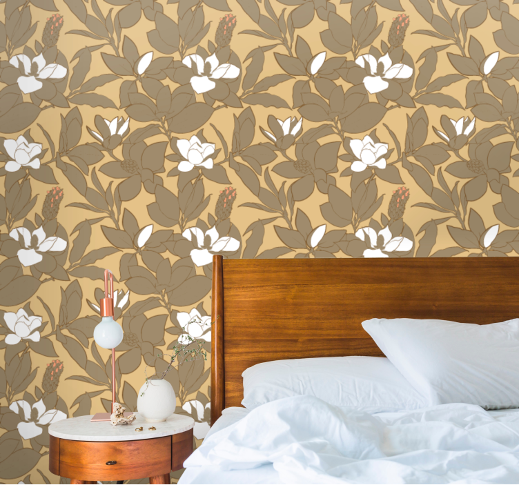 Magnolia floral decor master bedroom wallpaper - TenStickers