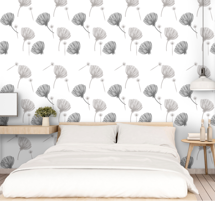 Meadow flowers on white Bedroom Wallpaper - TenStickers